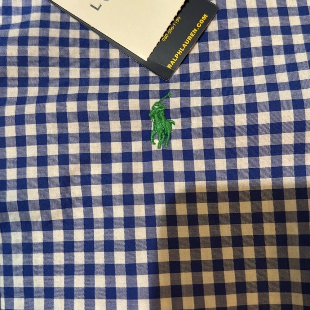 Ralph Lauren boys long sleeved button down shirt blue/white gingham L (14-16)